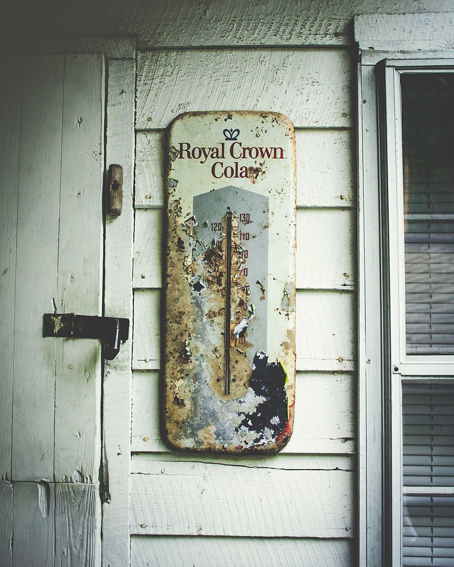 country, consignment, aged, vontage, old, thermometer, rc cola HD wallpaper