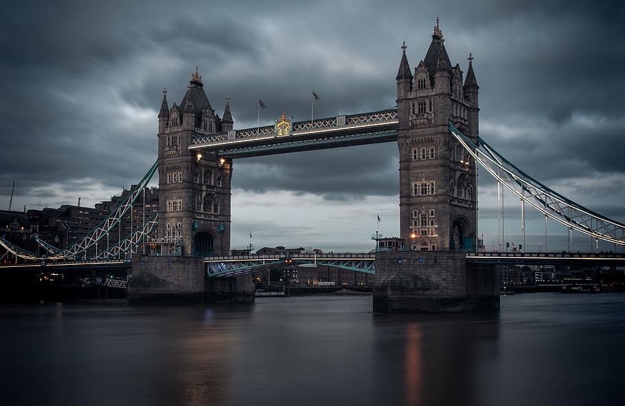 gray suspension bridge, architecture, cloud - sky, bridge - man made structure HD wallpaper