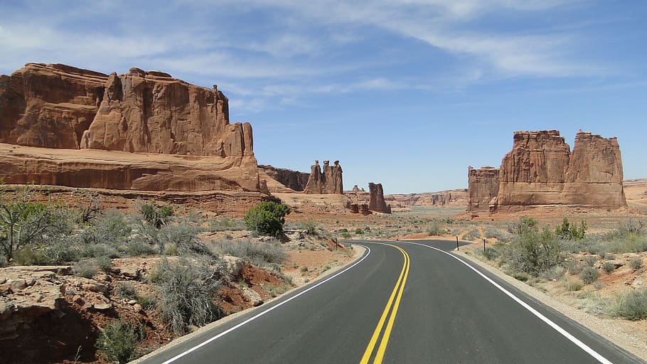 Monument Valley, road, rock formation, rock - object, solid, sky HD wallpaper