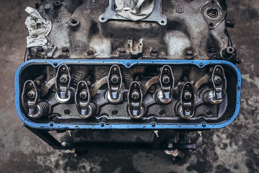 brown and blue vehicle engine, no people, metal, day, close-up HD wallpaper