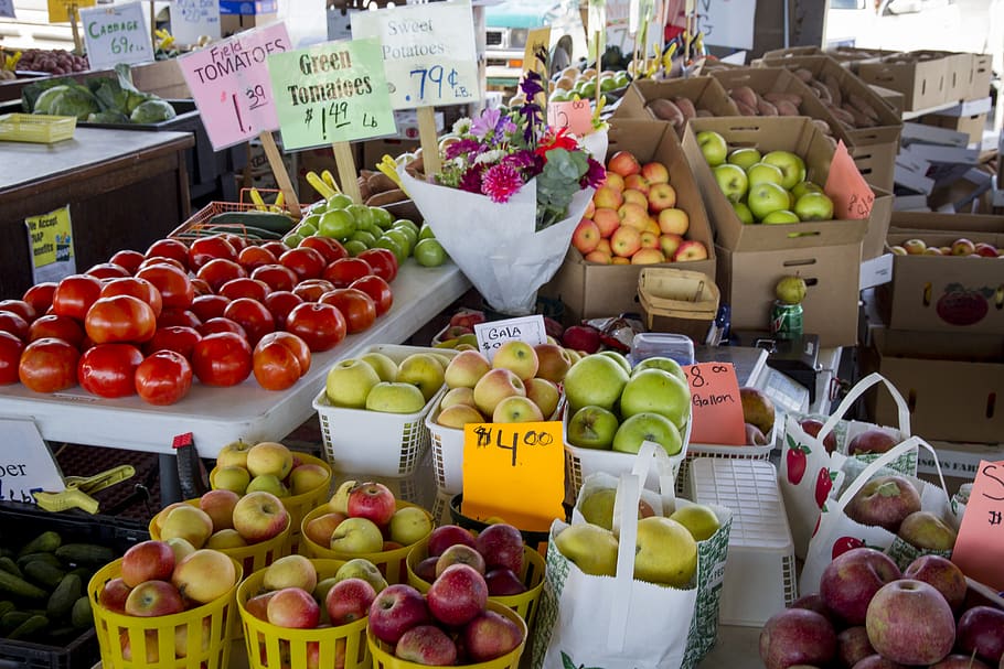 Assorted Variety of Fruits, abundance, apples, basket, baskets, HD wallpaper