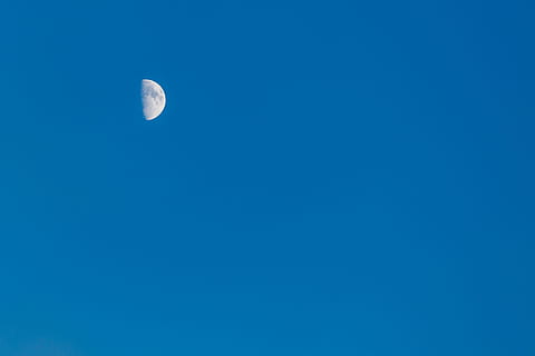 sky, half, moon, halfmoon, nature, blue, space, astronomy, night HD wallpaper