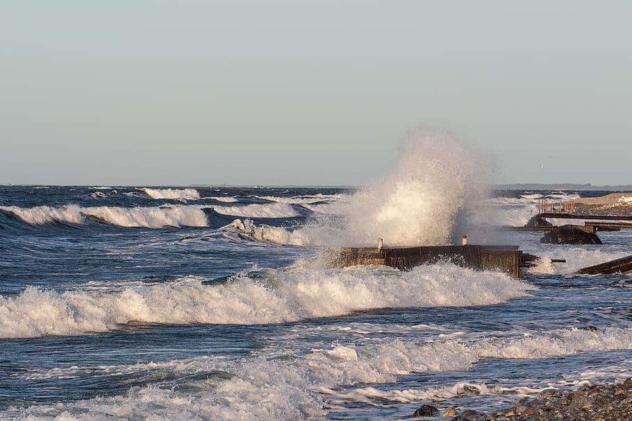 sweden, torö, stenstrand, wave, storm, waves, power, summer HD wallpaper