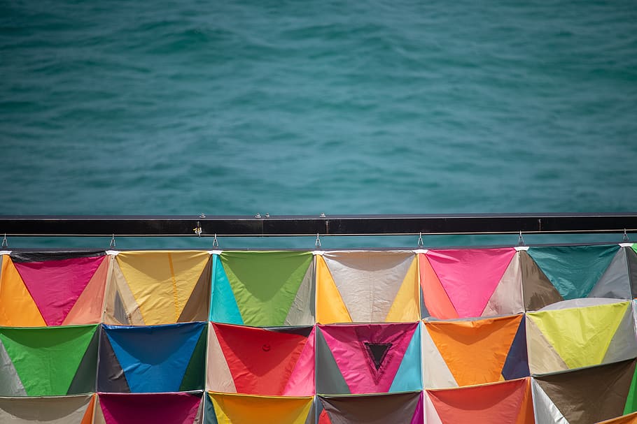 sea, ocean, flags, colour, color, colorful, colors, multi colored HD wallpaper