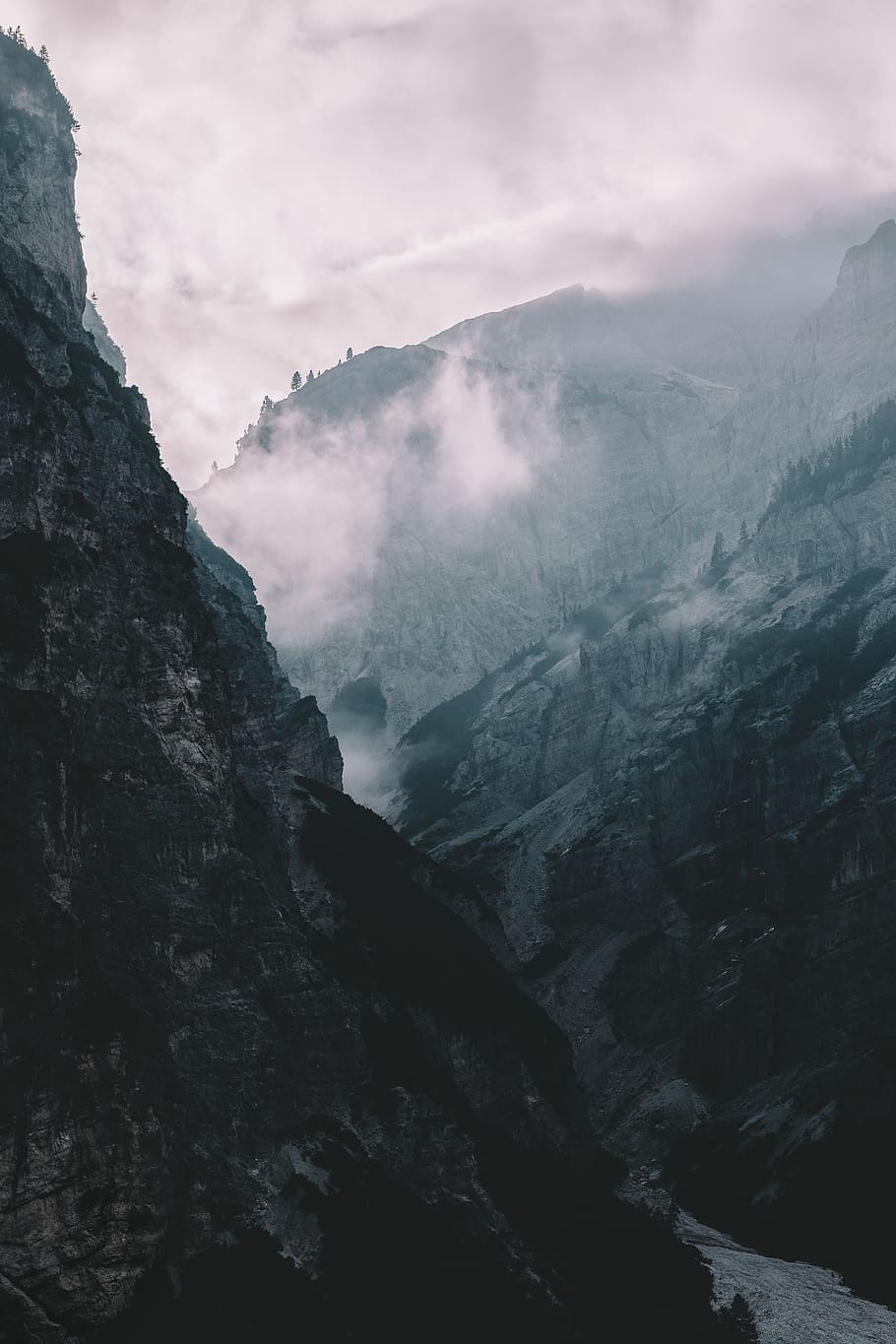 Fog-covered Mountains, altitude, clouds, cloudy, cloudy skies HD wallpaper