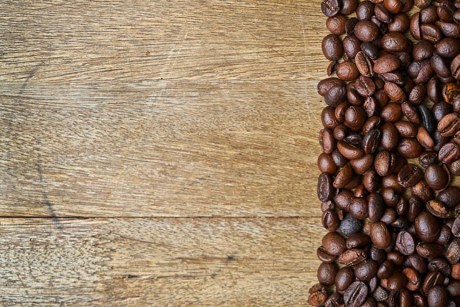 Coffee Beans on Brown Surface, caffeine, delicious, fresh, rustic HD wallpaper