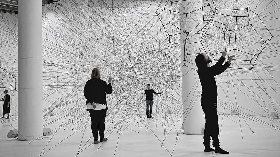 sound space, network, wires, networking, museum, artwork, connections HD wallpaper