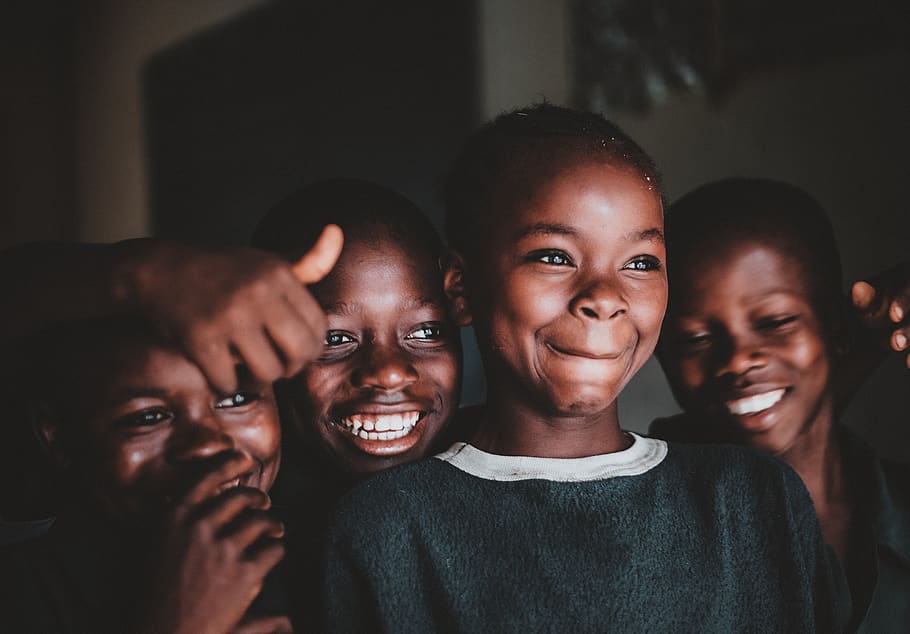 four childrens, men, group of people, portrait, smiling, lifestyles HD wallpaper