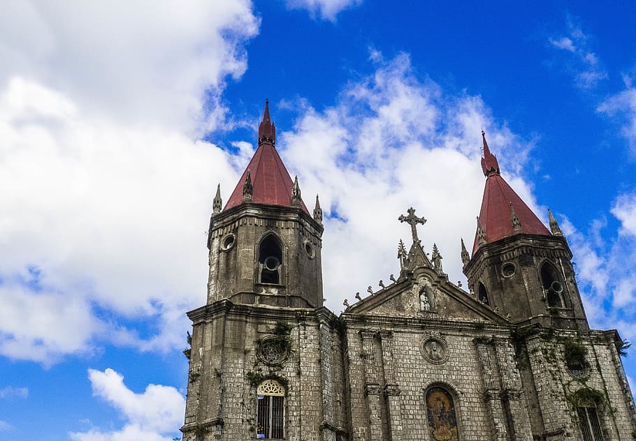 philippines, iloilo city, molo, blue, sky, church, old, building, HD wallpaper