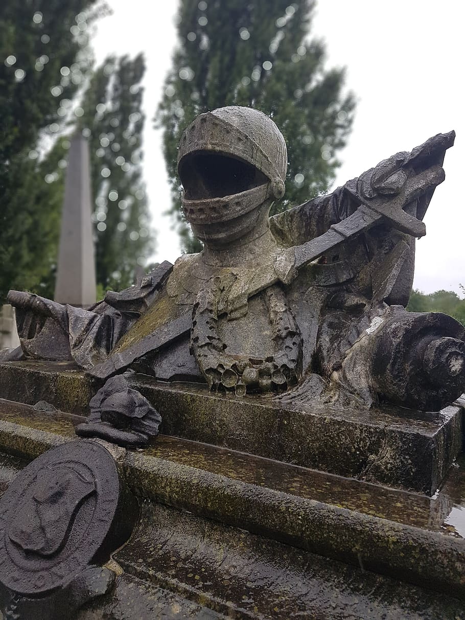 knights, #knight #statue #graveyard, sculpture, representation HD wallpaper