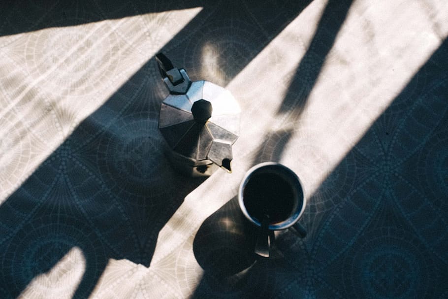 table, coffee, tea, cup, teapot, hot, drink, shadow, food and drink HD wallpaper