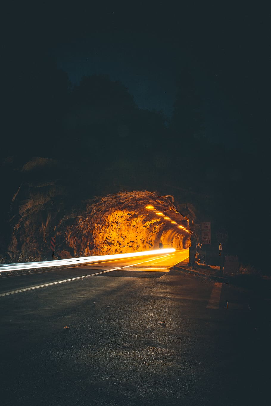 gray pavement, tarmac, asphalt, road, way, highway, tunnel, light trail HD wallpaper