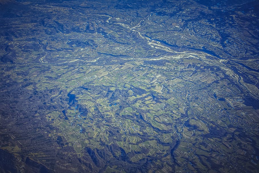 Aerial Photography of Green Mountain, bird's eye view, environment HD wallpaper