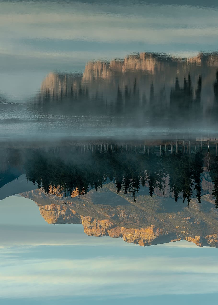 Photo of Reflection of Rocky Mountain and Trees, blur, calm, environment HD wallpaper