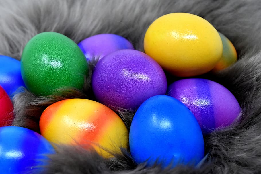 easter eggs, colorful, happy easter, colored, spring, easter greeting, HD wallpaper