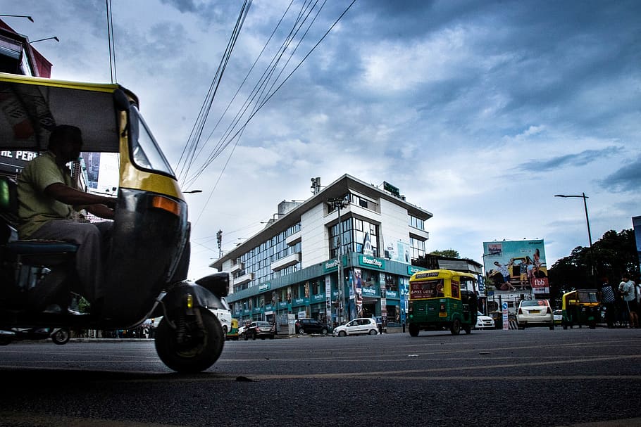streets, india, auto, rickshaw, architecture, bengaluru, bangalore