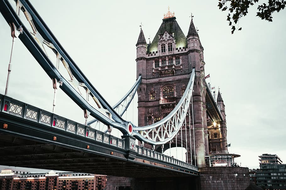 London tower bridge at Sunset illuminated with lights, architecture HD wallpaper