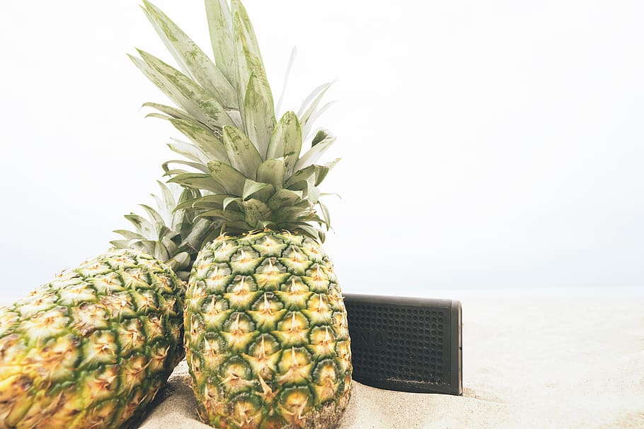 pineapple, fruit, nixon, blaster, beach, sand, bright, summer HD wallpaper
