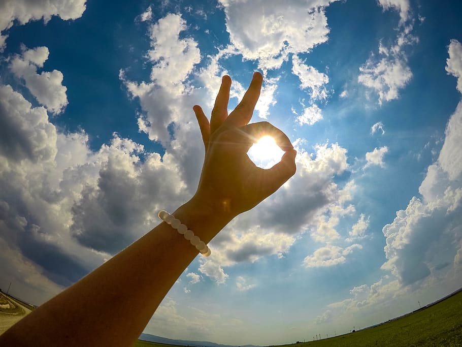 turkey, karpuzlu, hand, gopro, goprohero5, clouds, sun, live, HD wallpaper