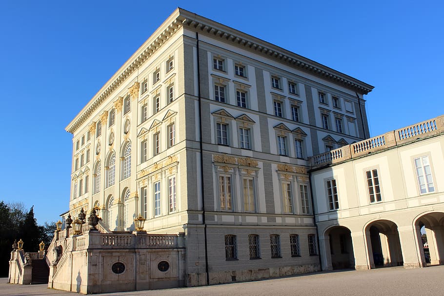 germany, münchen, nymphenburg palace, castle, munich, bluesky