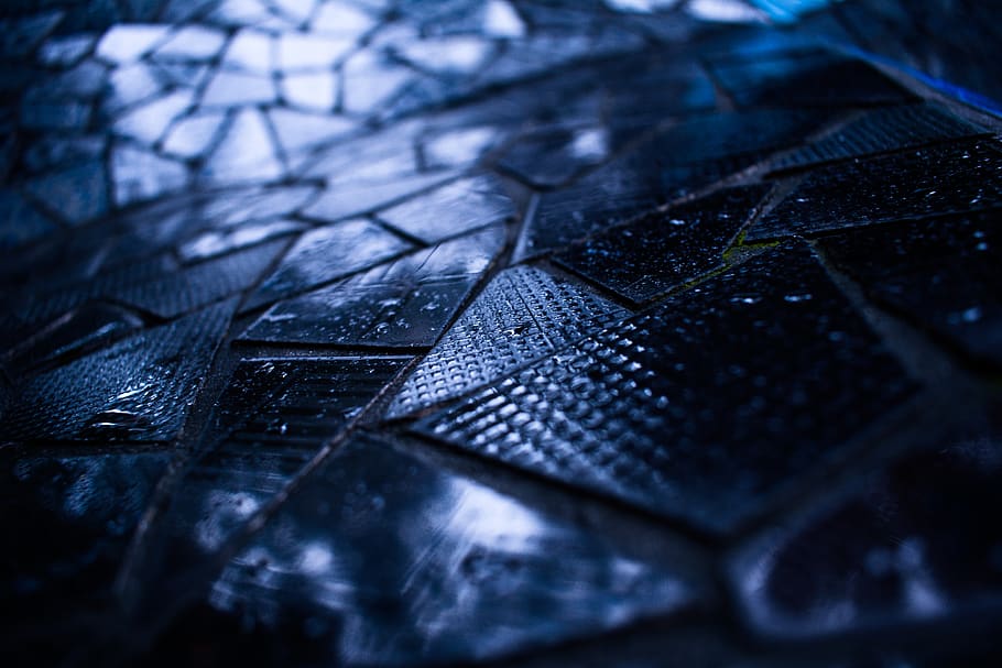 tile, material, reflective, rain, texture, selective focus HD wallpaper