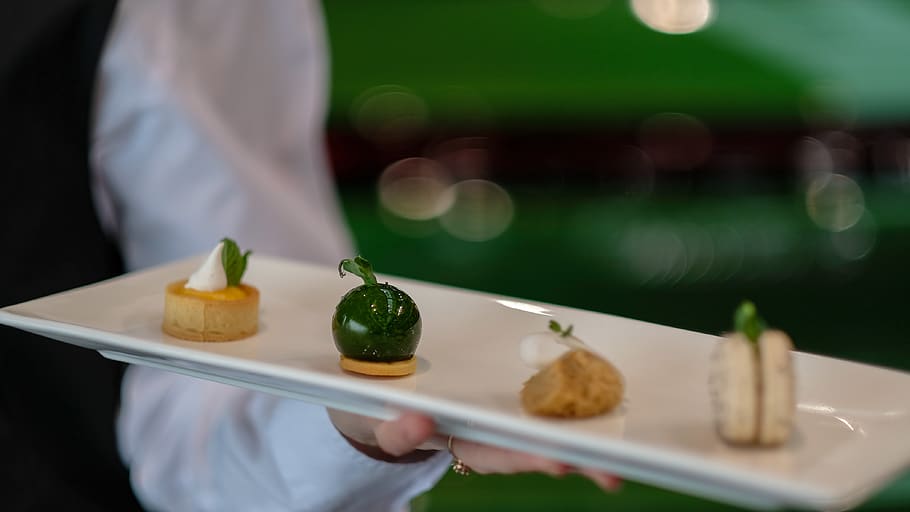 dessert served on white platter, food and drink, one person, focus on foreground HD wallpaper