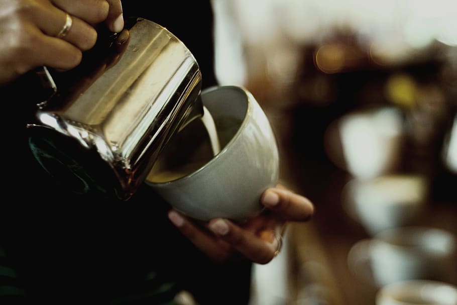 Person Pouring Liquid In Cup, barista, beverage, coffee, container HD wallpaper