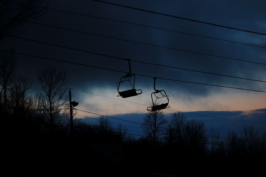 Low Angle Photography of Cable Cart, clouds, dark, dawn, environment HD wallpaper