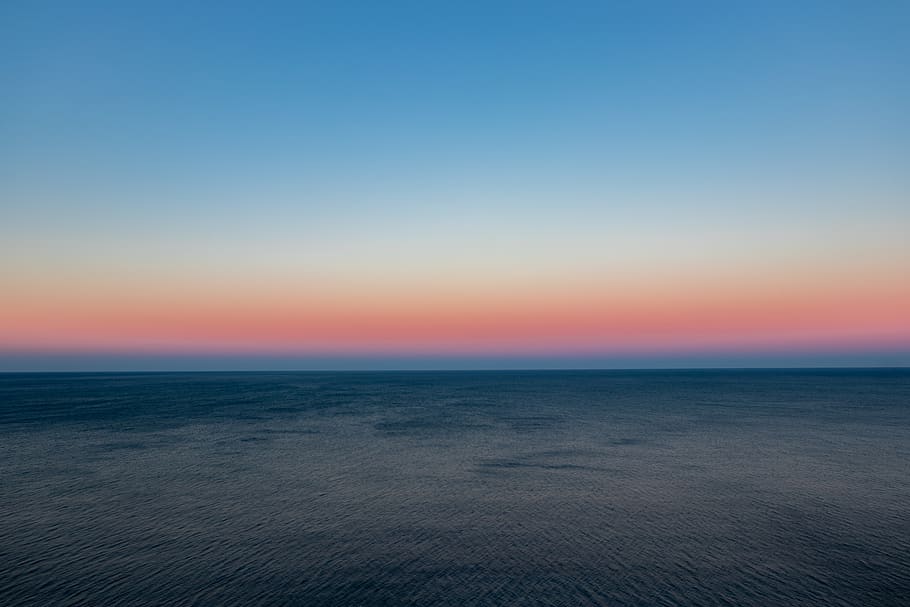 ocean, wave, water, seascape, blue, sea level, ripple, sunset, HD wallpaper