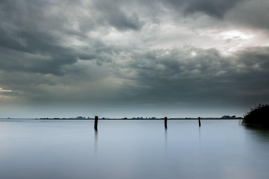 lake, exposure, flat, mirror, sunset, water, nature, landscape HD wallpaper