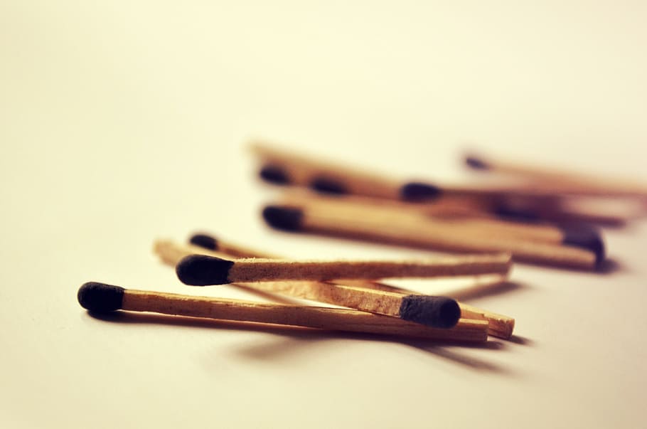 Matchsticks #2, concepts, fire, flame, studio shot, indoors, selective focus HD wallpaper