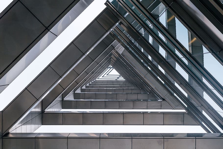 Triangle Shaped Architecture Photo, City, Abstract, Creative HD wallpaper