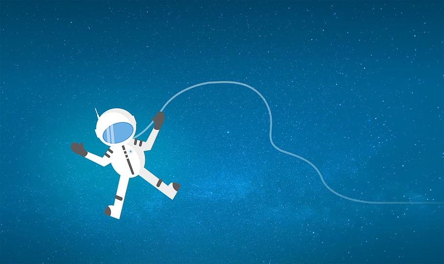 HD wallpaper: Cartoon Astronaut Drifting and Lost in Space - With Copyspace  | Wallpaper Flare