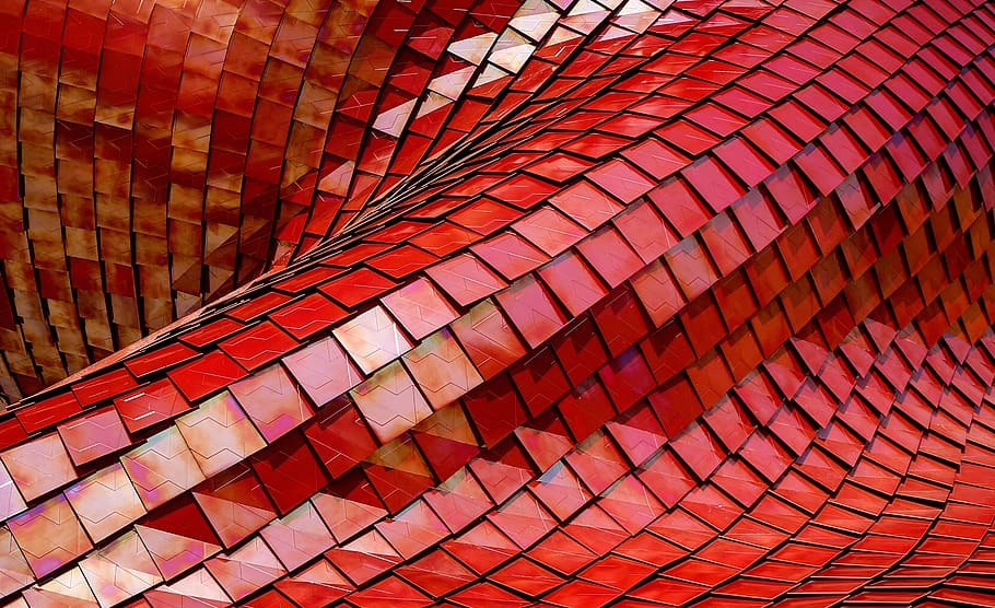 red, steel, rooftop, architecture, infrastructure, design, pattern HD wallpaper