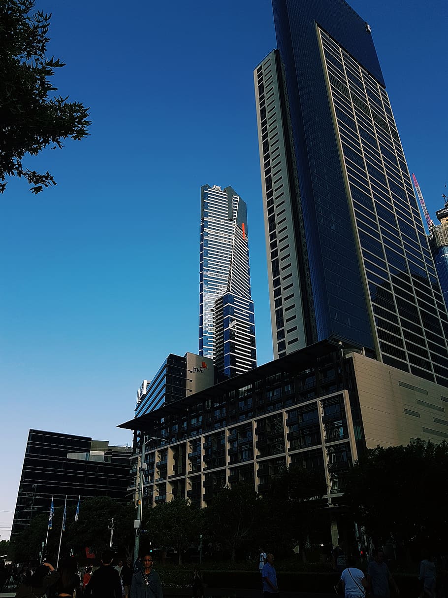 melbourne, australia, eureka sky deck, bluesky, buildings, blue sky HD wallpaper