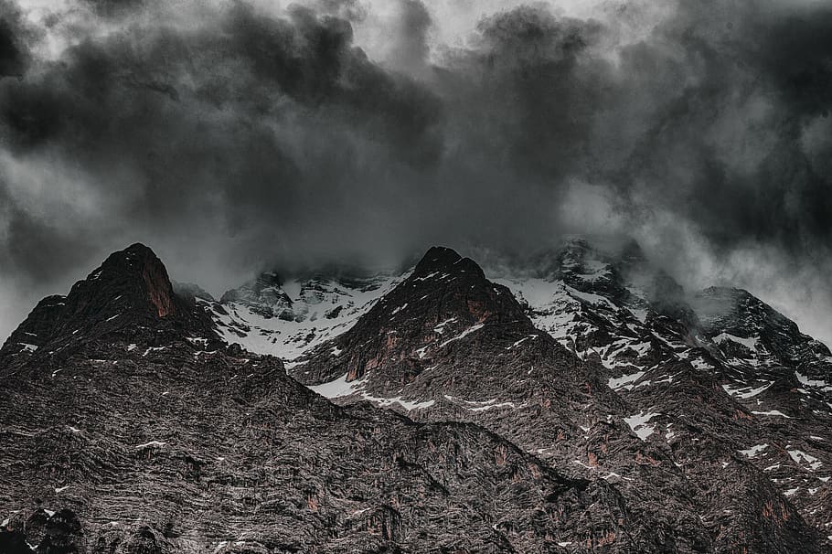 Grayscale Photo of Mountain Hill, adventure, calamity, climb HD wallpaper