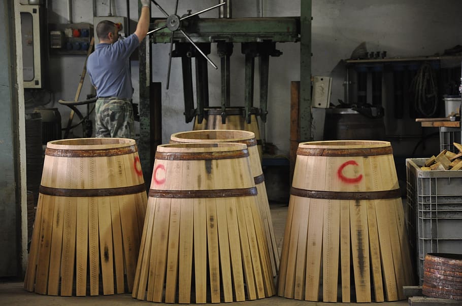barrel, barrels, wine, cooperage, industry, factory, occupation HD wallpaper
