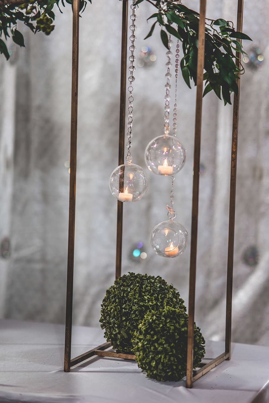 Glass Tealight Holders Centerpiece, blurred background, bright HD wallpaper