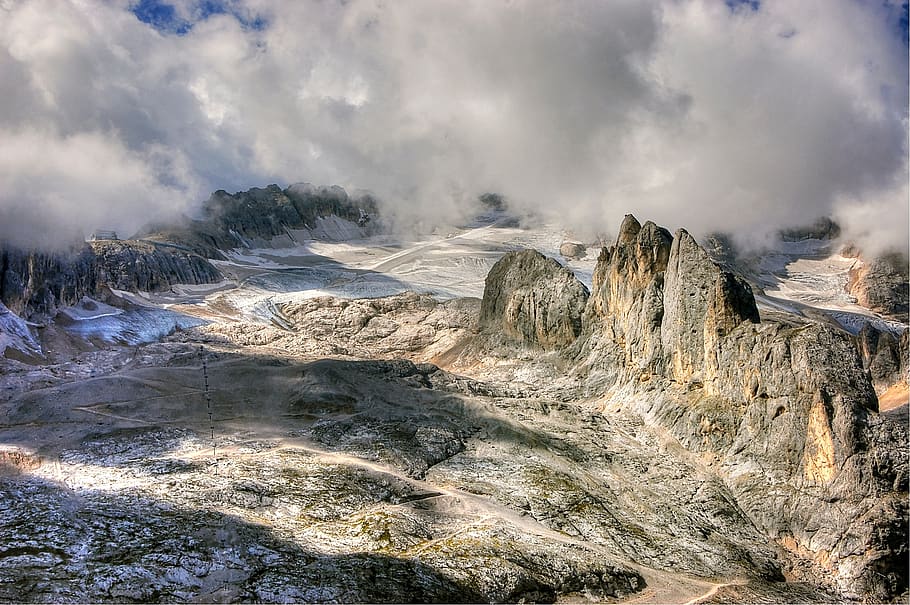 marmolada, dolomites, italy, alpine, mountains, landscape, nature, HD wallpaper