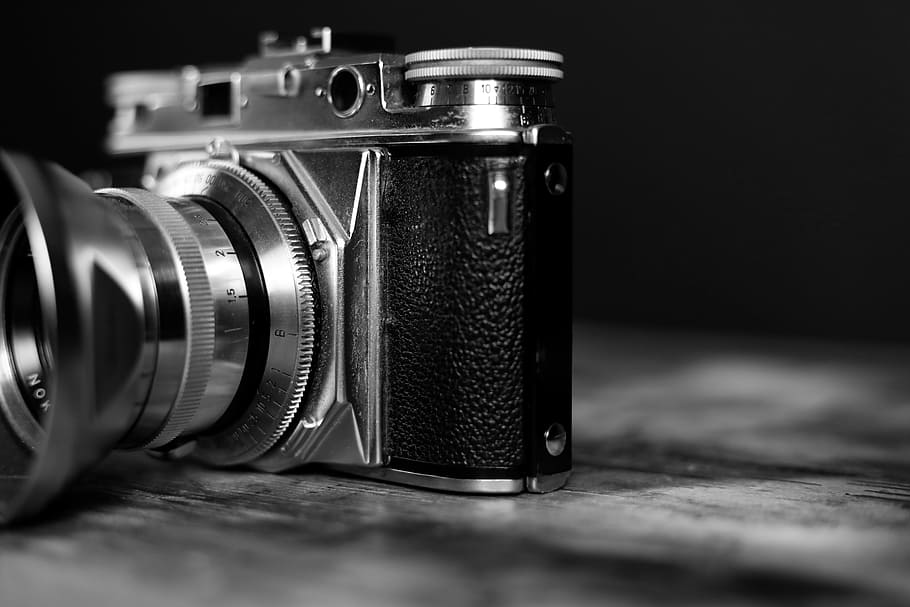 Monochrome Photography of Camera, analog, Analogue, blur, classic, HD wallpaper
