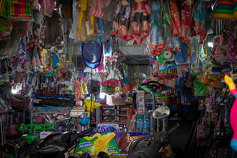 assorted products displayed on store, surabaya, jl girilaya, indonesia HD wallpaper