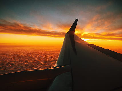 Window Plane Photography of Sunset, clouds, flight, flying, sunrise HD wallpaper