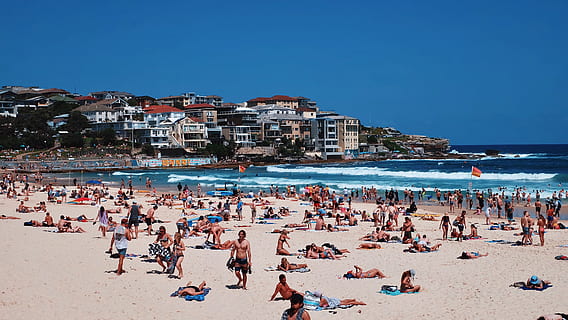 australia, bondi beach, wave, waves, sand, sunny, fujifilm HD wallpaper