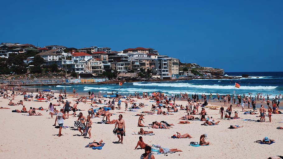 australia, bondi beach, wave, waves, sand, sunny, fujifilm HD wallpaper