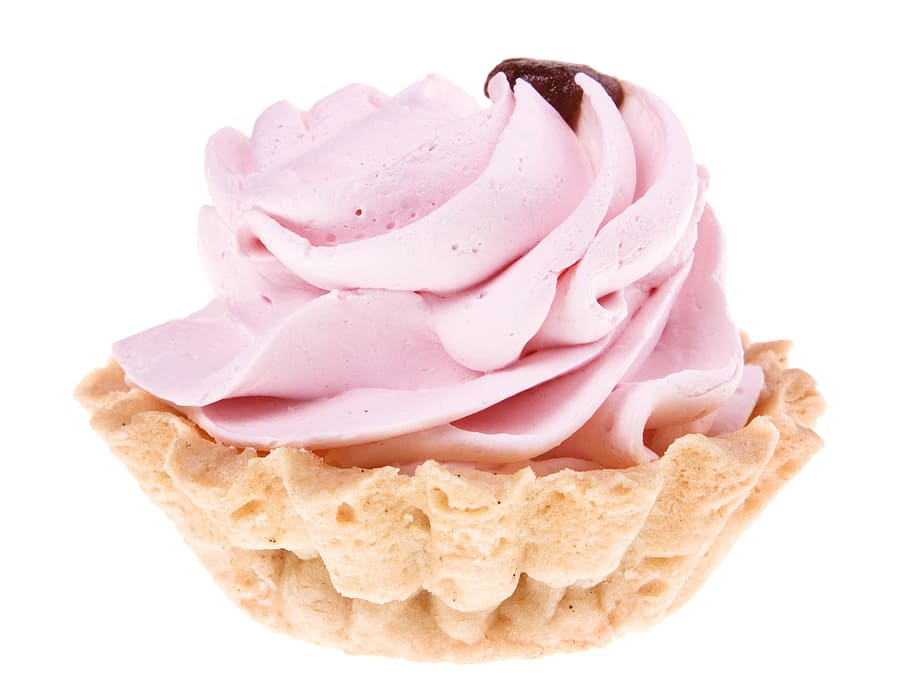 cupcake, pink color, food and drink, studio shot, white background HD wallpaper