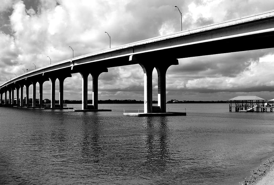 bridge span, river, structure, architecture, vilano beach, florida HD wallpaper