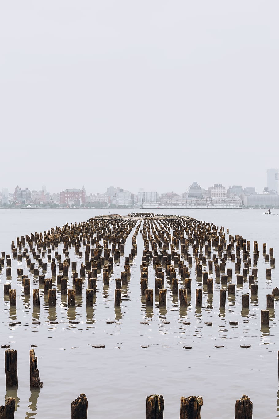 rusty, broken, old, boardwalk, old boardwalk, hoboken, skyline HD wallpaper