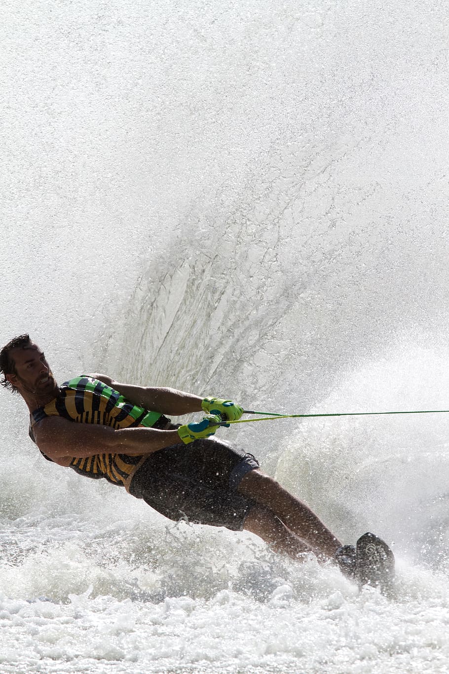 man water skiing, nature, nautical vessel, motion, sea, one person HD wallpaper