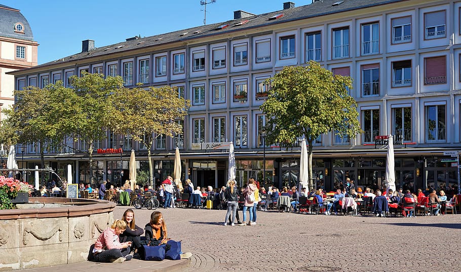 germany, mannheim, architecture, building exterior, group of people HD wallpaper