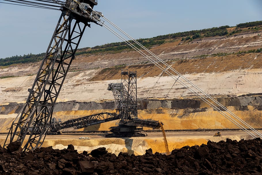 open pit mining, carbon, coal mining, industry, brown coal